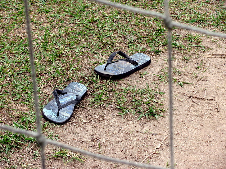 slippers, sandals, footwear, dropped, lost, outdoors