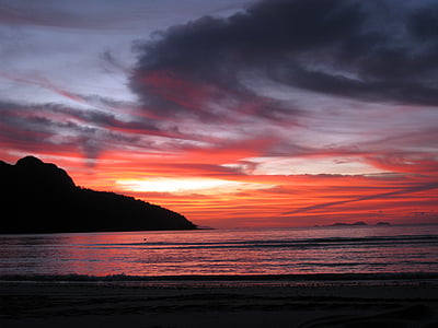 coucher de soleil Hawaï, coucher de soleil sur la mer, océan, mer, coucher de soleil, eau, Hawaii