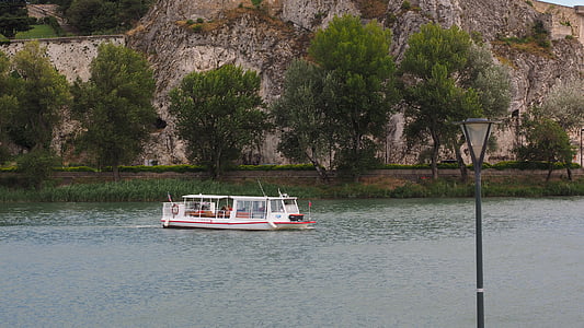 ferry, crossing, rhône, avignon, water, river, waters