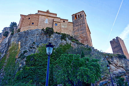 요새, 성, alquezar, 보기, 역사적인, 건물, 아름 다운