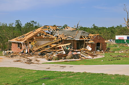 Tornado-Zerstörung, Haus, Wetter, Katastrophe, Verlust, Wind, nach Hause