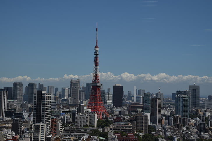 Tokyo tower, Tokio, Japonsko, město, Panoráma města