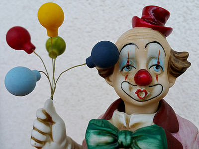 statuette, clown, ballons, colorful, funny, balloons, birthday
