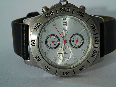 armbåndsur, klokke, tid, håndleddet, tid som angir, mens, analog klokke