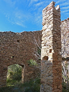 farmhouse, ruin, stone house, pillar