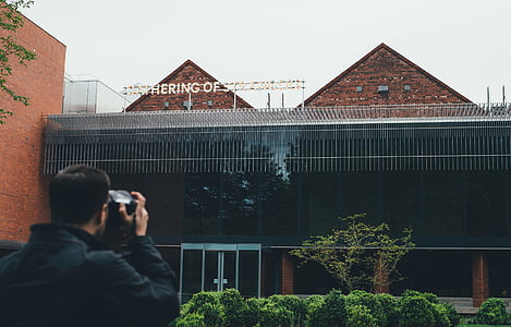 architecture, building, gallery, man, person, photographer, taking photo