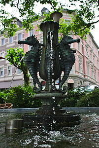 fontein, seahorse, het platform, decoratie, water