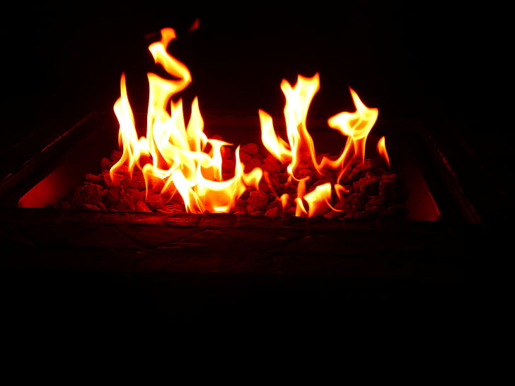 eld, komfort, Familj, värme, öppen spis, vinter, avkoppling