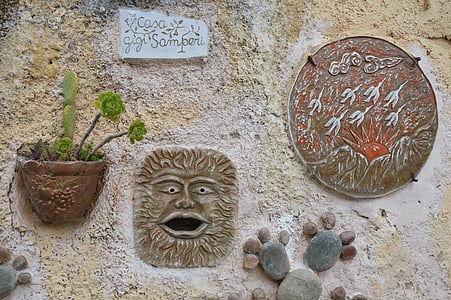 façade, son, mur, plante, usine de céramiques, Sicile, Taormina