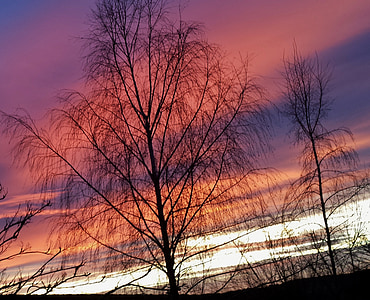 puesta de sol, cielo de la tarde, rojo, posluminiscencia, abendstimmung, naturaleza, al atardecer