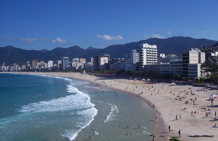 spiagge, Rio de janeiro, mar, Arpoador, Leblon, giorno pieno di sole