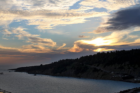 sunset, sea, clouds, evening sky, sea beach, horizon, sky