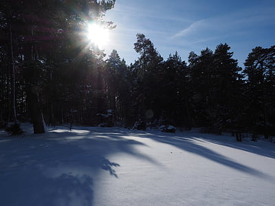 paisaje de nieve, invierno, sol, sombra, nieve, frío, nevero