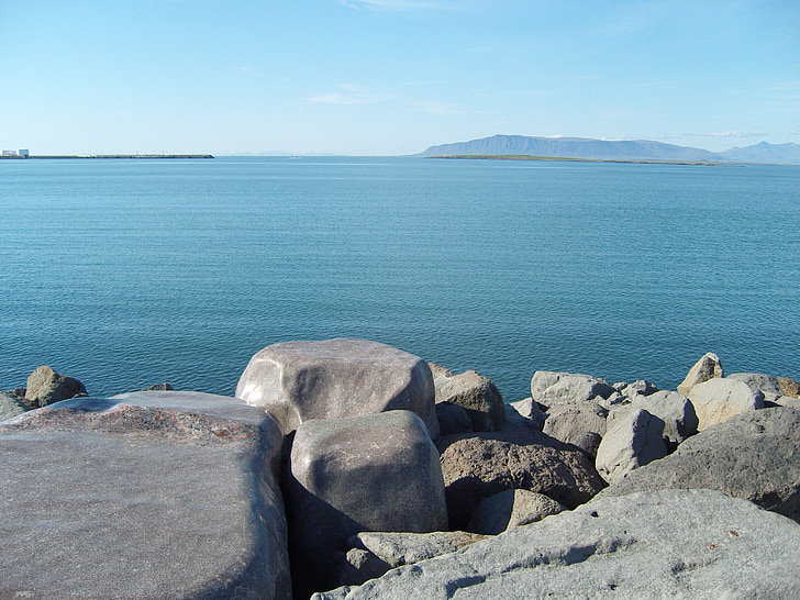 Reykjavik, IJsland, zee, Lake, stenen, Rock, Horizon