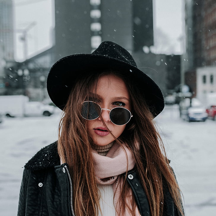 people, woman, beauty, fashion, shades, snow, cold