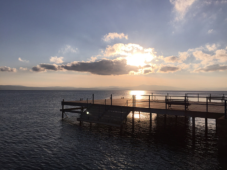 Horizon, Dock, himmelen, landskapet, sjøen, Marina