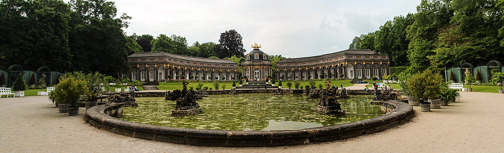 castle, park, water games, architecture, bayreuth, hermitage, famous Place