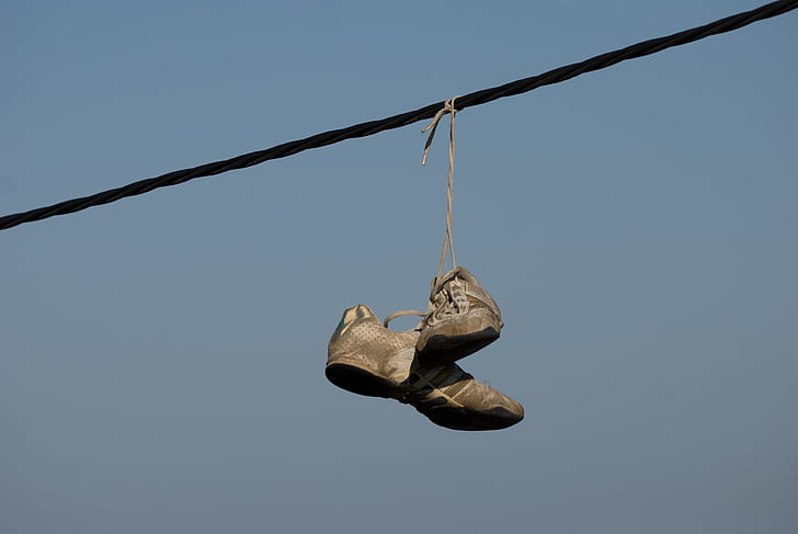 shoes, sky, rope, summer, outdoor, alone, lonesome