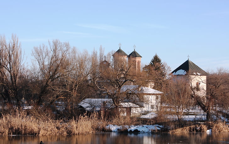 viaje, Rumania, Lago, hielo, arquitectura, Iglesia