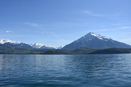 kýchání, jezero thun, Bernese oberland, Thun hausberg, jezero