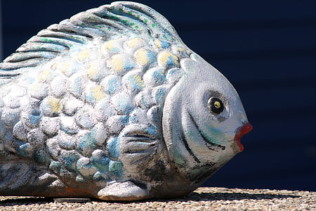 pesce, scultura, scala, Helgoland, oggetto d'arte, decorazione, plastica