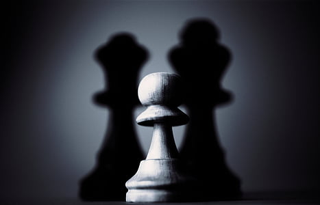 piece, chess, game, black, white, queen, contrast