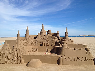 sandcastle, sand, castle, beach, sea