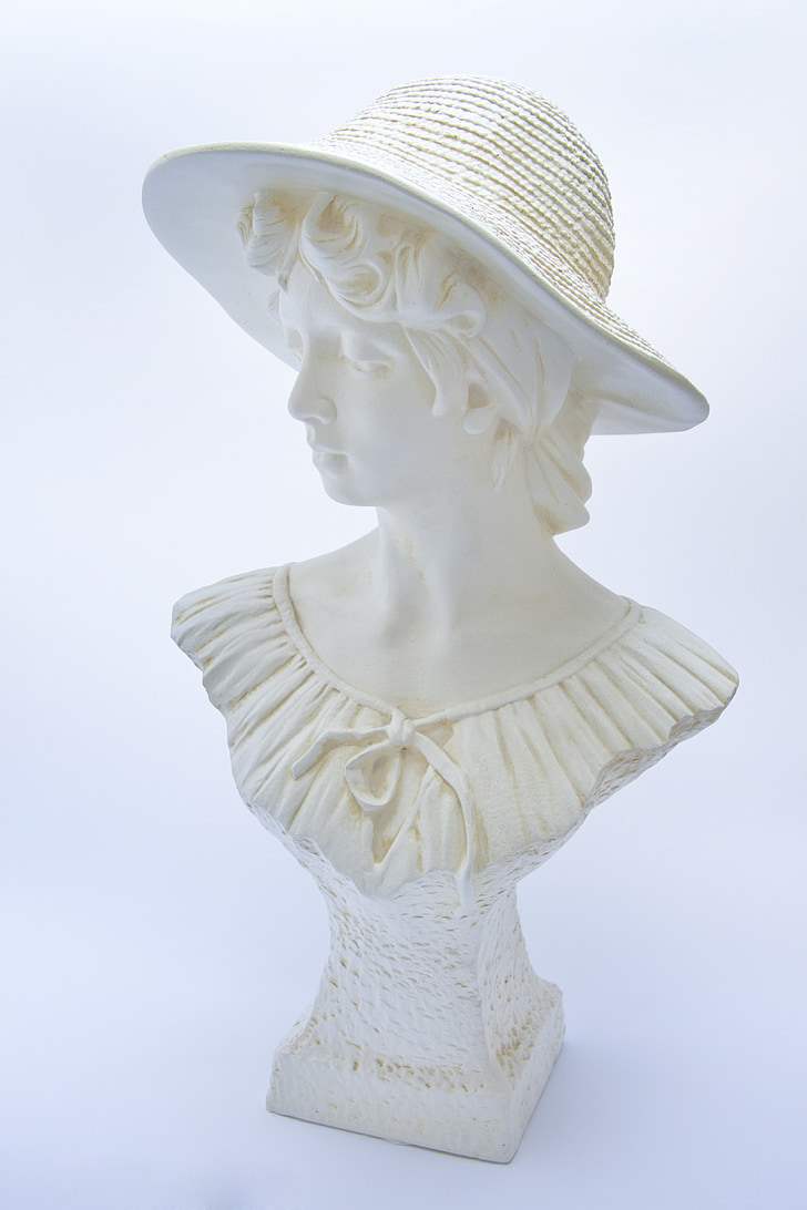 sculptura, Figura, Statuia, gips, femeie, Antique, pălărie