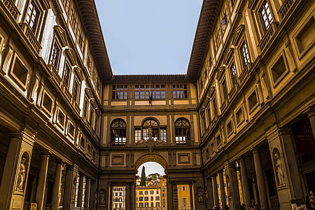 Florence, Itālija, pilsētas, ēkas, siluets, arhitektūra, vasaras