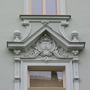 Art nouveau talon, julkisivu, jugend, helpotusta, ikkunalauta