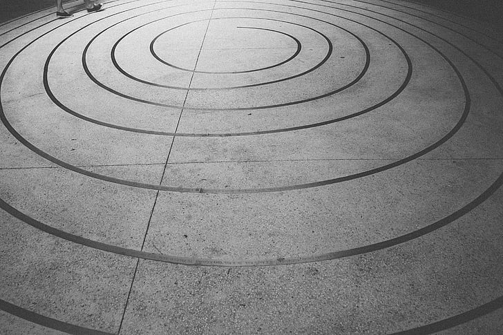 beton, spirala, korake, Foto, vrtlog, cipele, crno i bijelo