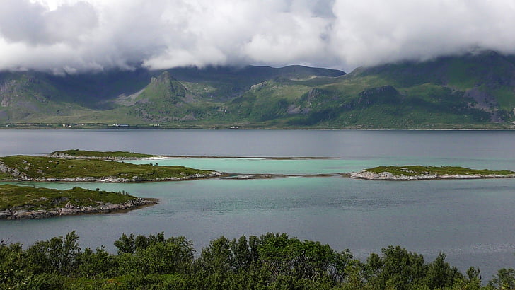 víz, hegyek, Norvégia, Skandinávia, fjord, rock, északi