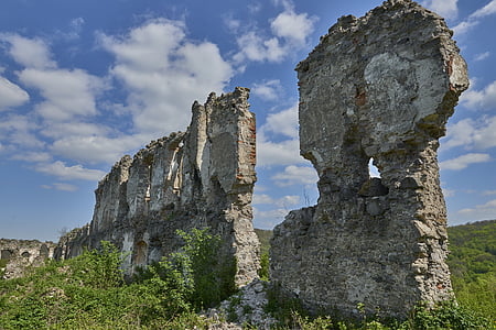 Čabraď, lâu đài, trường hợp trong giỏ hàng, tàn tích, bầu trời, Slovakia, kiến trúc