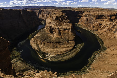 curva de herradura, Gran Cañón, Río, Valle, naturaleza, cielo, paisaje