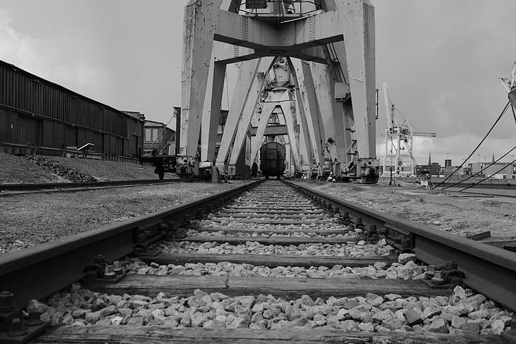 tehnoloogia, tööstus, Port, Hamburg, raudteesüsteemi, sadama kraana, ümbrik