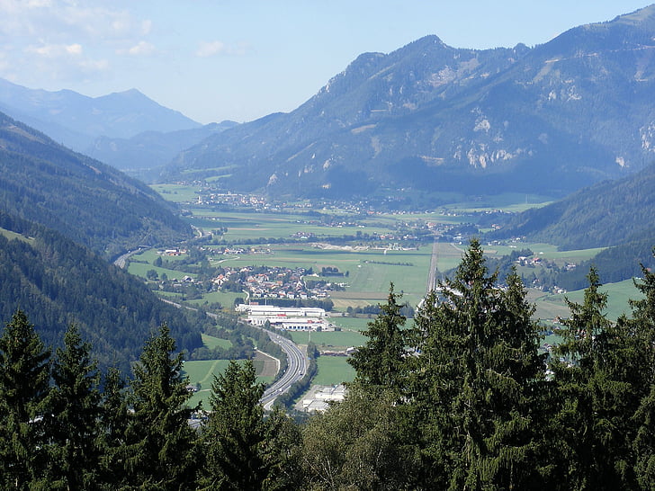 Austrija, Styria, planine, dolina, klanac, grad, selo