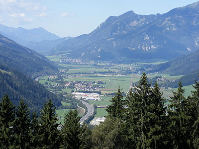 Austrija, Štīrija, kalni, ieleja, grava, pilsēta, ciems