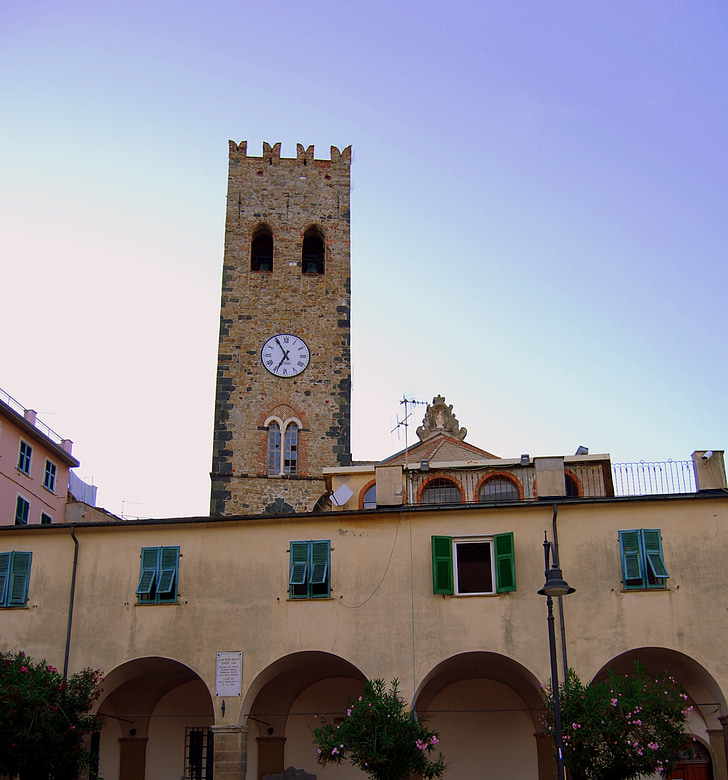 Torre, Uita-te la, medieval, Campanile, Cinque terre, Monterosso, Liguria