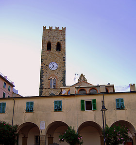 Torre, hodinky, středověké, Campanile, Cinque terre, Monterosso, Ligurie
