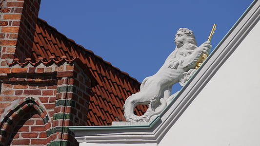 costruzione, tetto, architettura, storicamente, ornamento, Leone, facciata