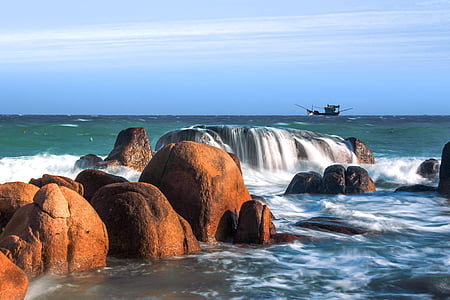 Vietnam, Mar, platja, l'aigua, caiguda d'aigua, pedra, natura