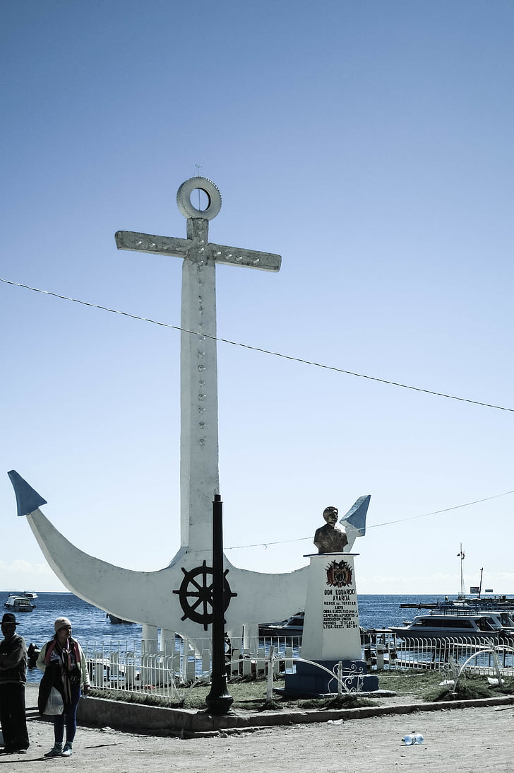 Branco, Anchor, estátua, modo de exibição, dia, Copacabana, Bolívia