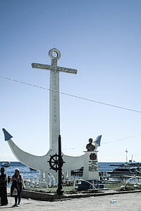 blanc, ancre, statue de, vue, en journée, Copacabana, Bolivie