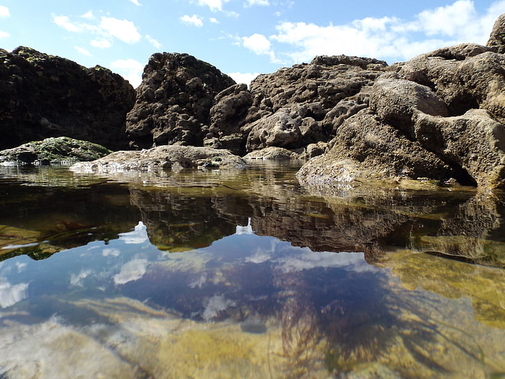 piscines de roca, vora del mar, Mar, riba, paisatge, piscina, Anglaterra