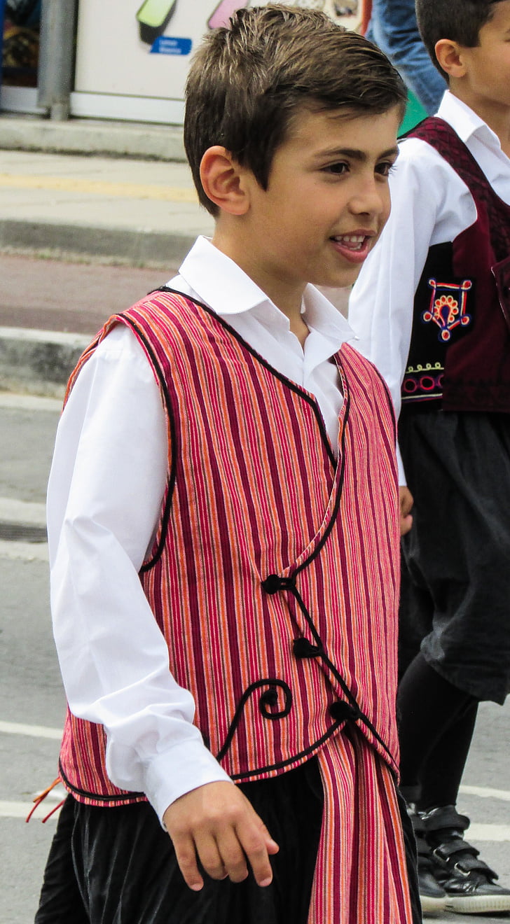 grécky deň nezávislosti, Parade, chlapec, pochodovať, tradičné, kostým, Cyprus