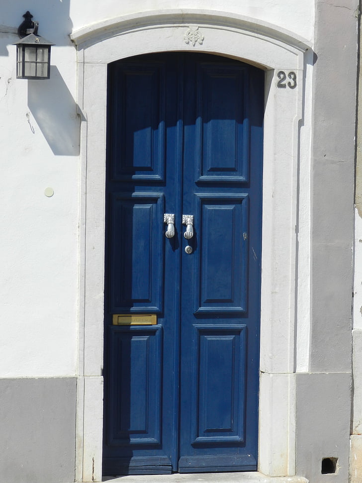 ドア, 家, ブルー, 地中海の家, エントリ, アーキテクチャ, 木製ドア