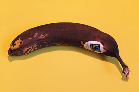 ovocie, banán, hnedá, zanedbaný