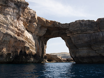 Gozo, Azure aken, Sea, Rock