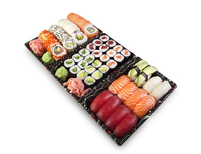суши, комплект, nigiri, Маки, риба, суров, сьомга