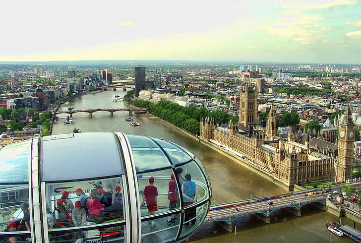 Londýn, oko, Westminster, Temže, Anglie, město, cestování